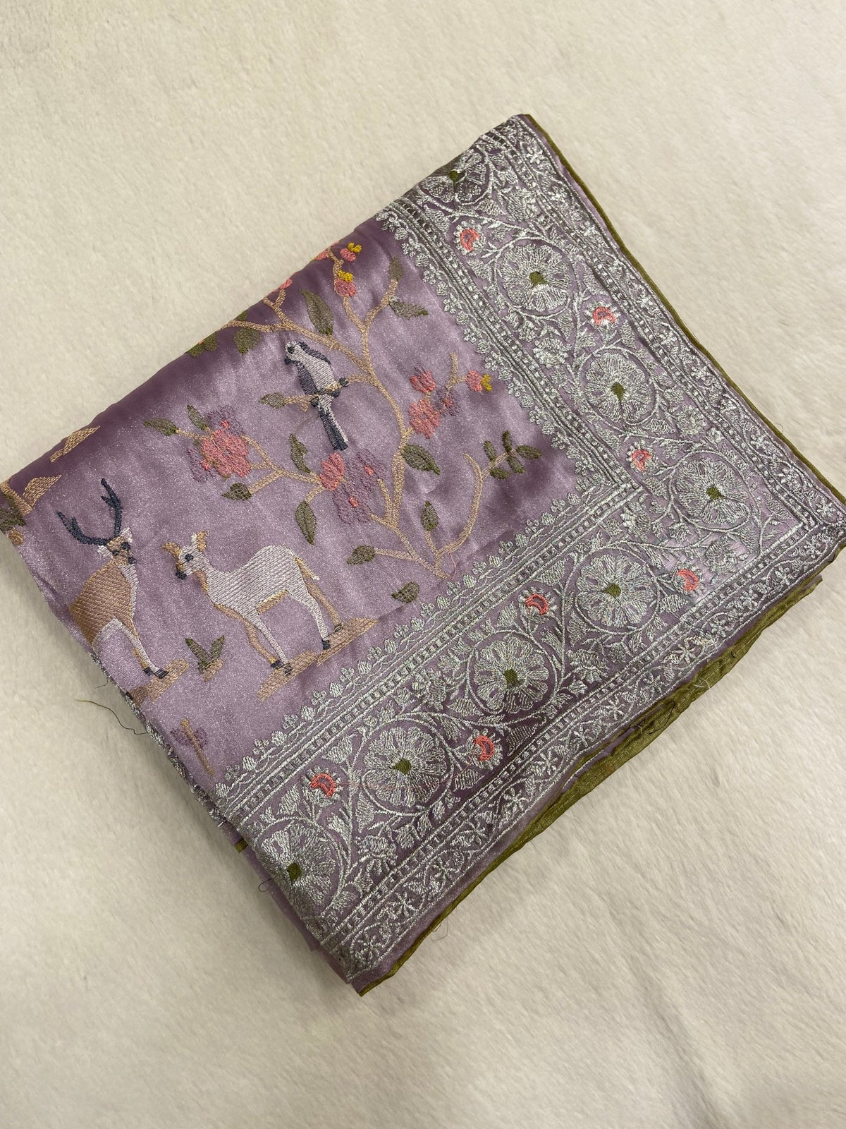 Pure Tissue Organza Saree (Lavender) - Kanjeevaram Silk Mandir
