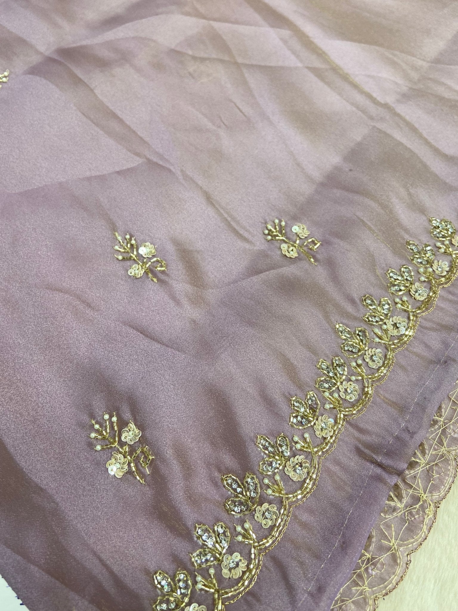 Pure Tissue Organza Saree (Lavender) - Kanjeevaram Silk Mandir