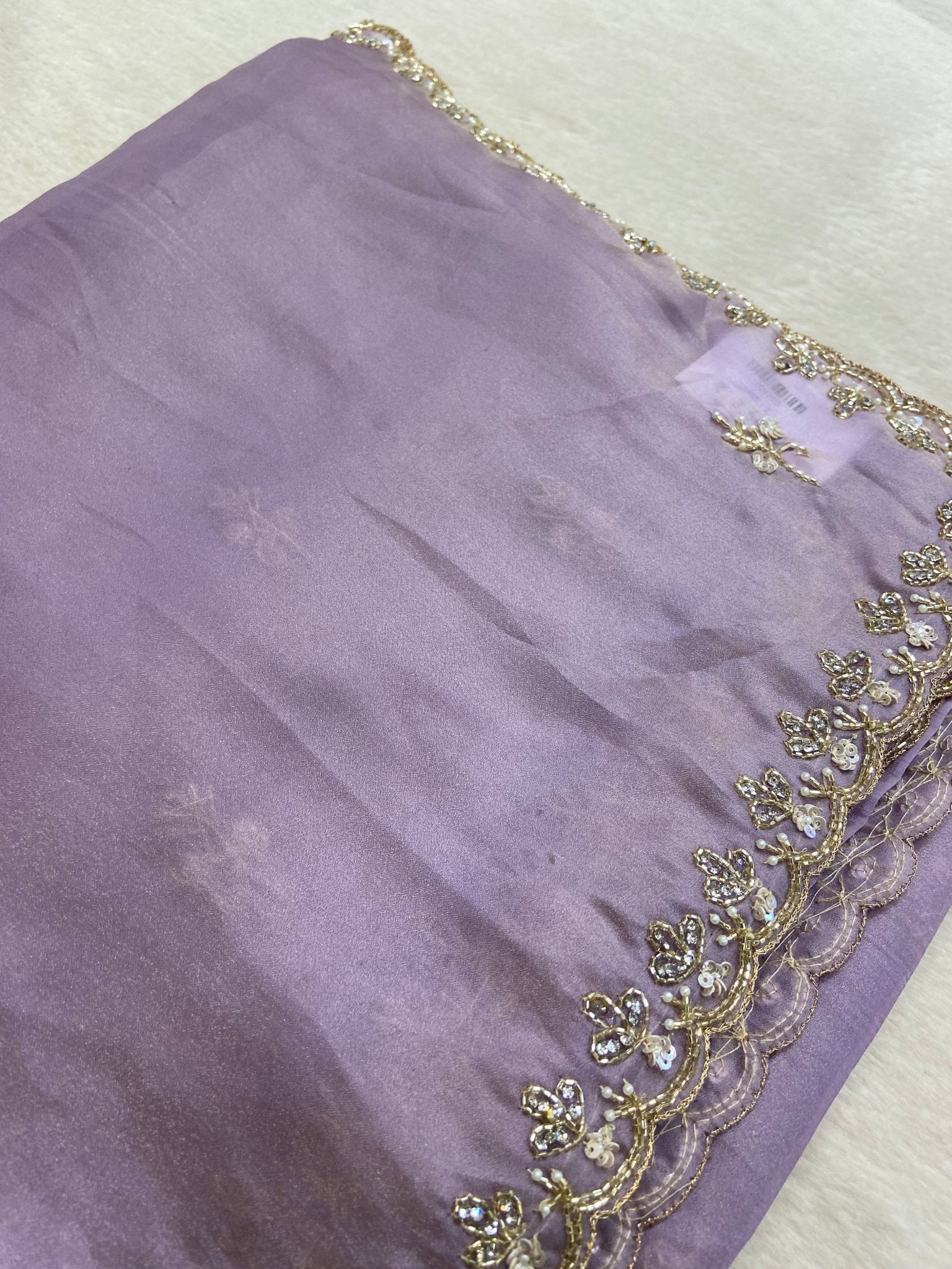 Pure Tissue Organza Saree (Lavender) - Kanjeevaram Silk Mandir