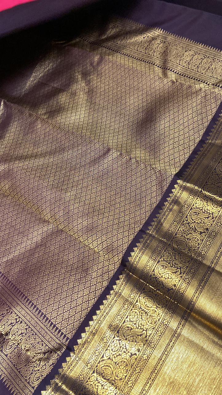 Pure Zari handloom Kanjeevaram silk mark certified saree - Kanjeevaram Silk Mandir