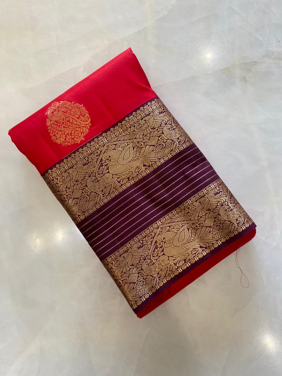 Pure Zari handloom Kanjeevaram silk mark certified saree - Kanjeevaram Silk Mandir