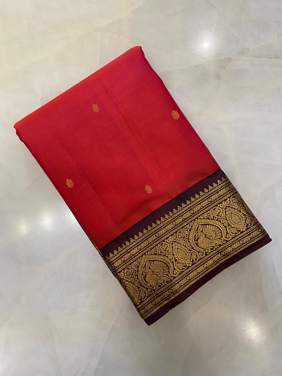 Pure Zari handloom Kanjeevaram silk mark certified saree - Kanjeevaram Silk Mandir