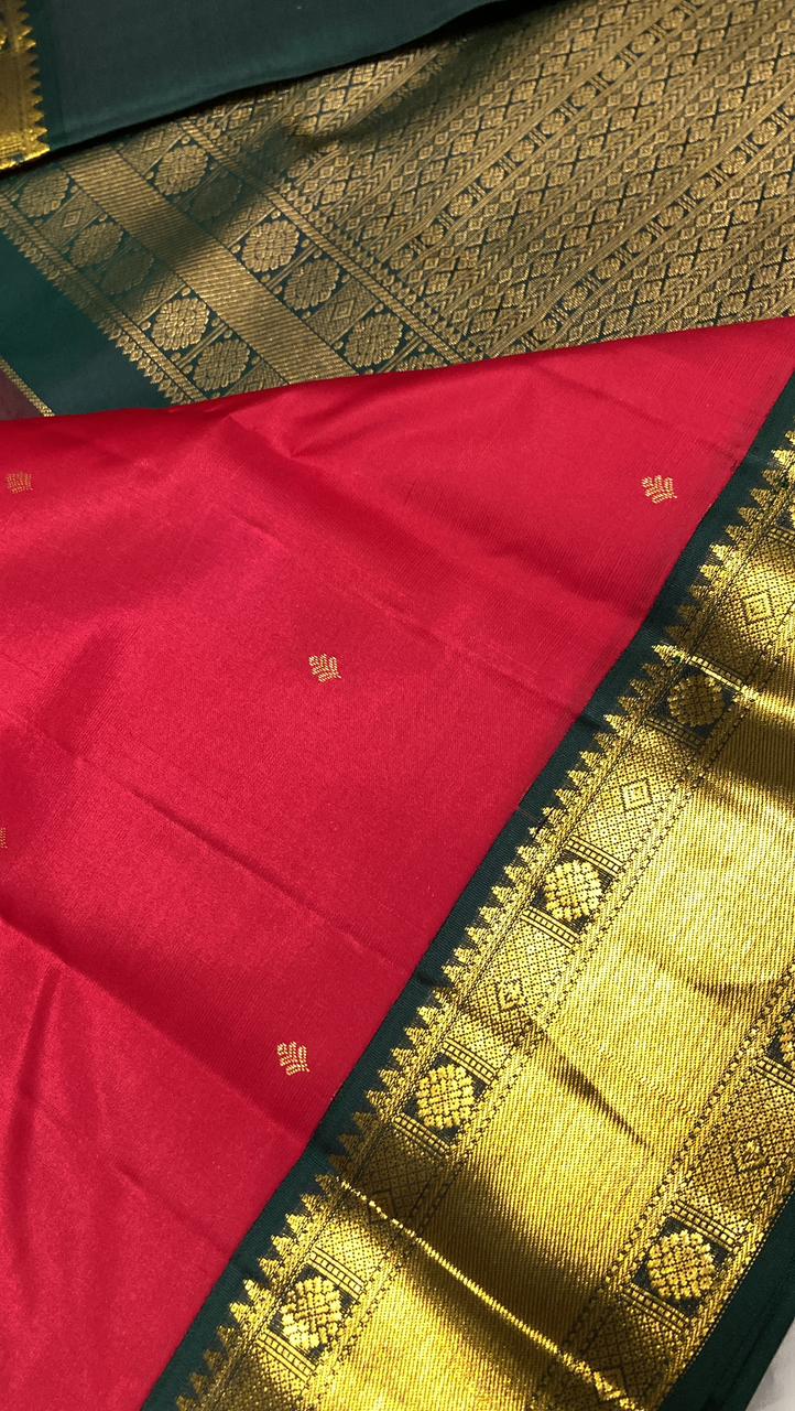 Pure Zari handloom Kanjeevaram silk mark certified saree - Kanjeevaram Silk Mandir