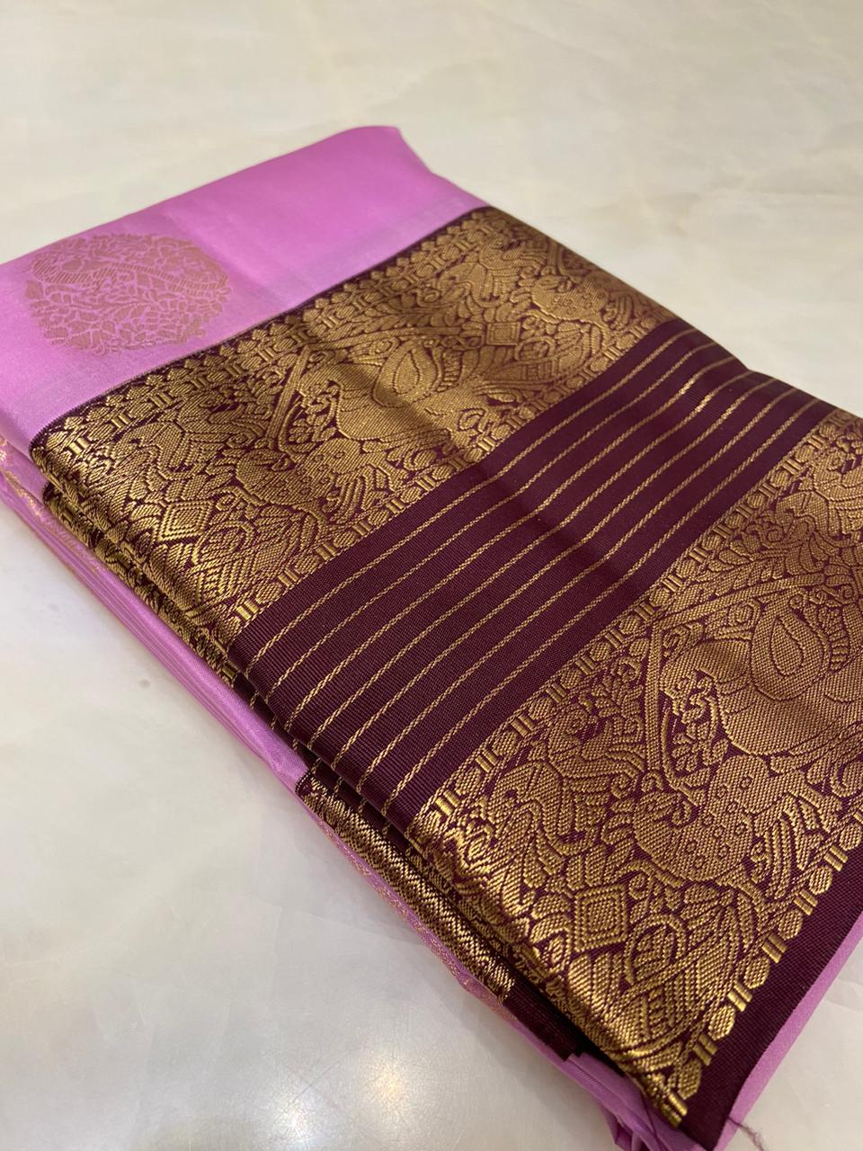 Pure Zari handloom Kanjeevaram silk mark certified saree - Kanjeevaram Silk Mandir