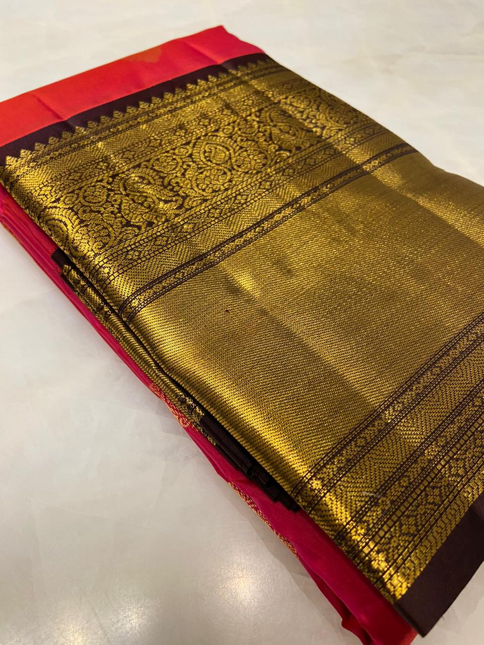 Pure Zari handloom Kanjeevaram silk mark certified saree - Kanjeevaram Silk Mandir