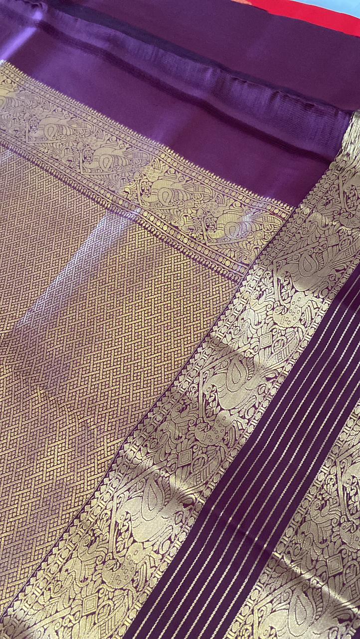 Pure Zari handloom Kanjeevaram silk mark certified saree - Kanjeevaram Silk Mandir