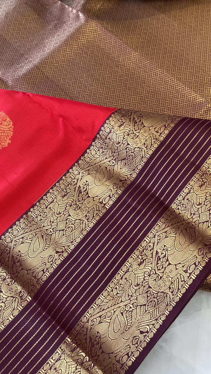 Pure Zari handloom Kanjeevaram silk mark certified saree - Kanjeevaram Silk Mandir