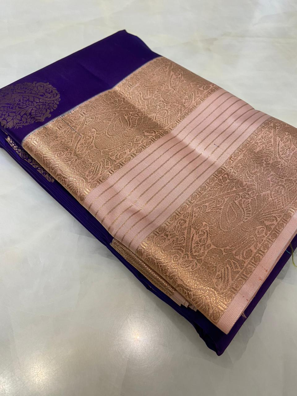 Pure Zari handloom Kanjeevaram silk mark certified saree - Kanjeevaram Silk Mandir