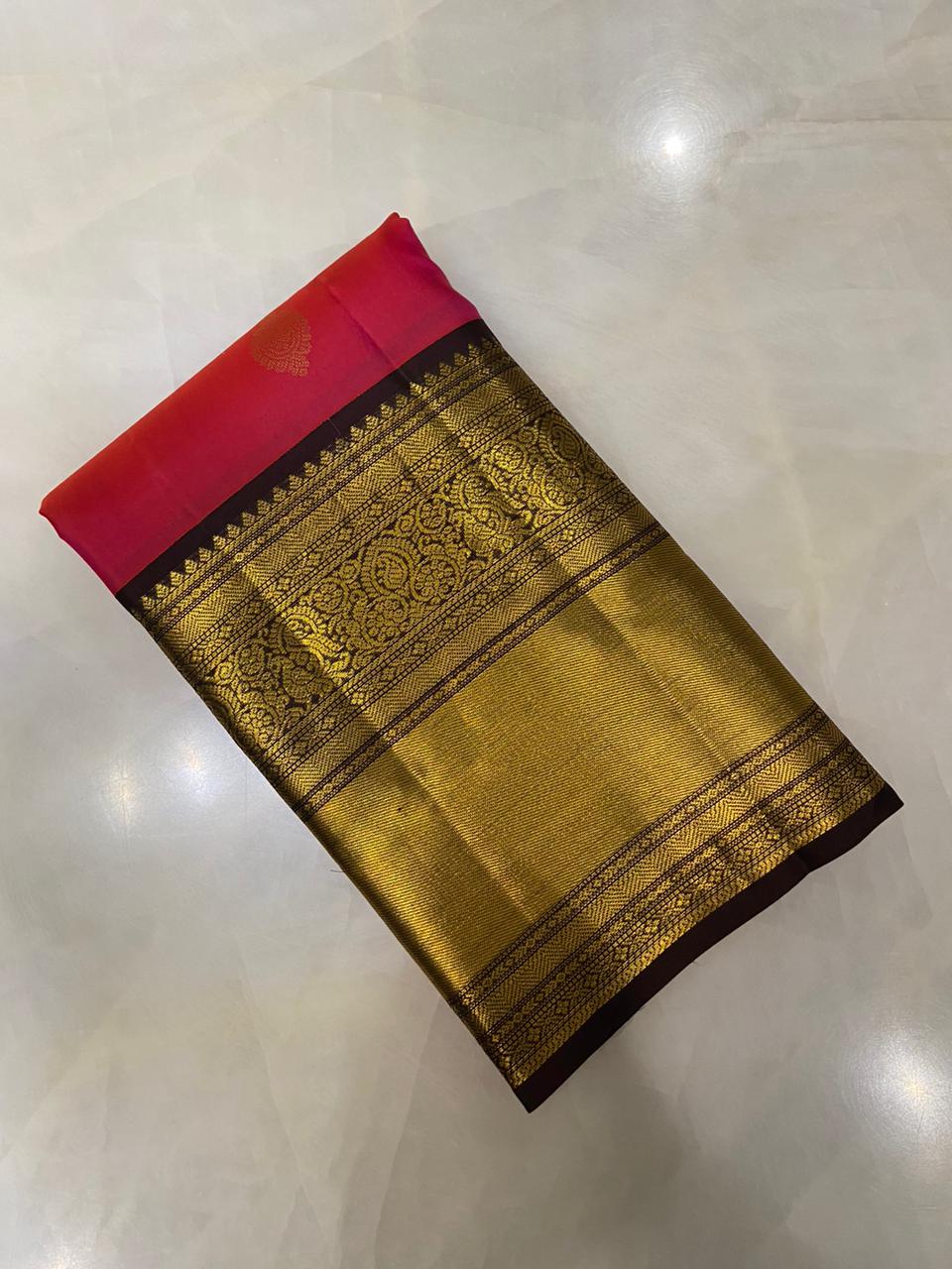 Pure Zari handloom Kanjeevaram silk mark certified saree - Kanjeevaram Silk Mandir