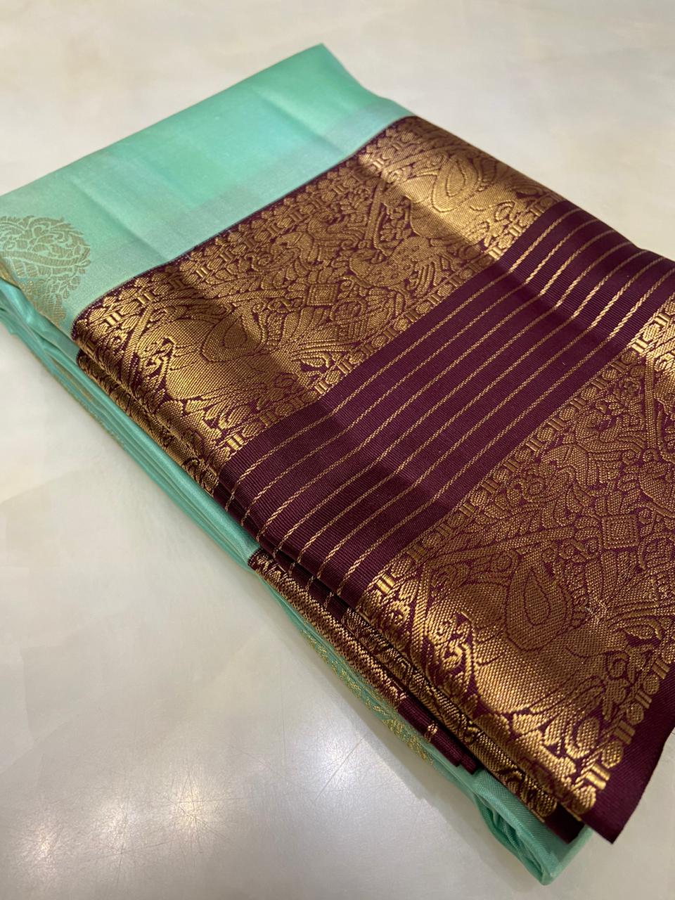 Pure Zari handloom Kanjeevaram silk mark certified saree - Kanjeevaram Silk Mandir