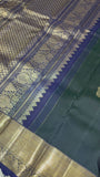 Pure Zari handloom Kanjeevaram silk mark certified saree (dark bottle green) - Kanjeevaram Silk Mandir