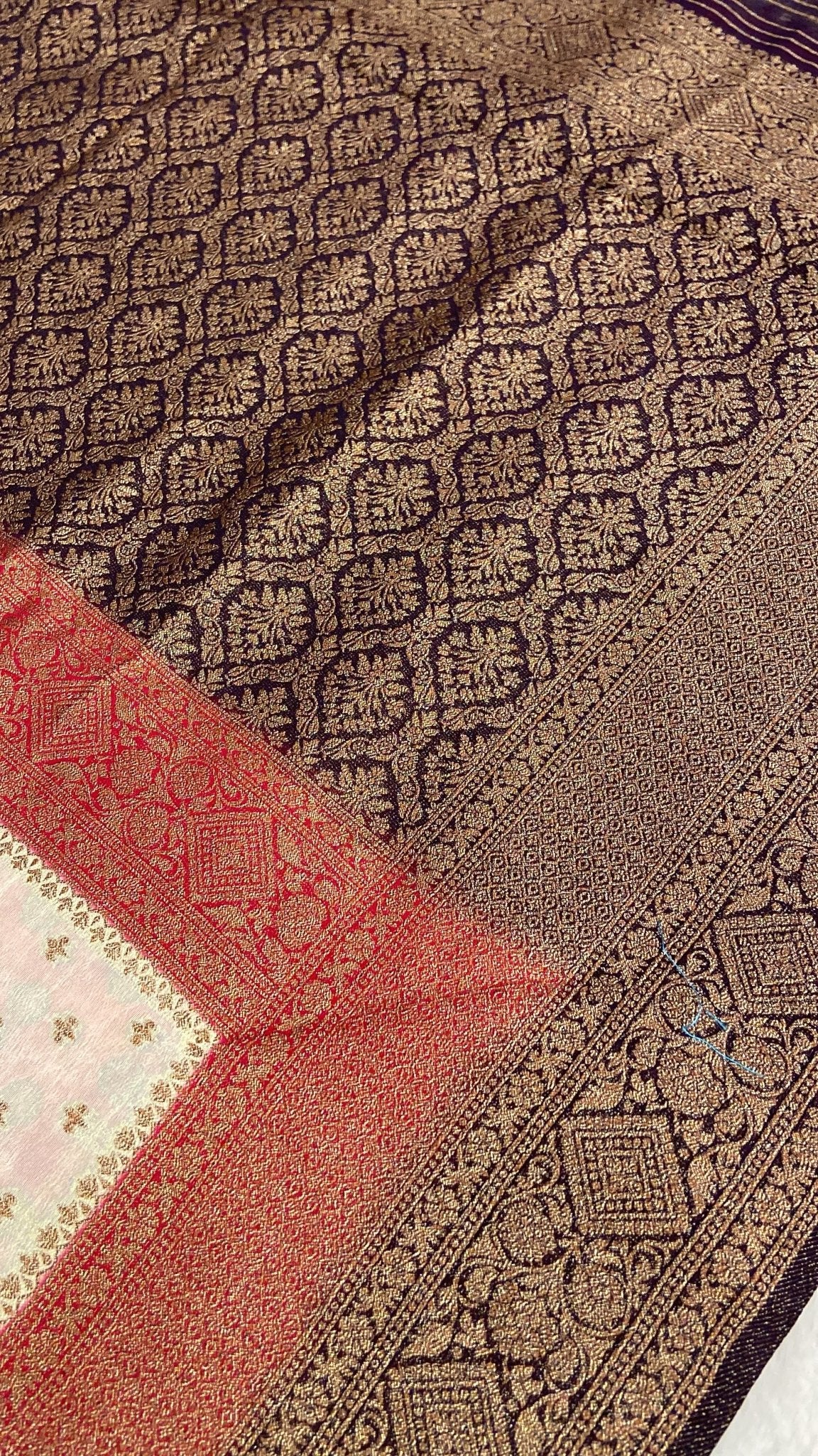 Replica of Pure Banarasi antique zari Georgette - Kanjeevaram Silk Mandir