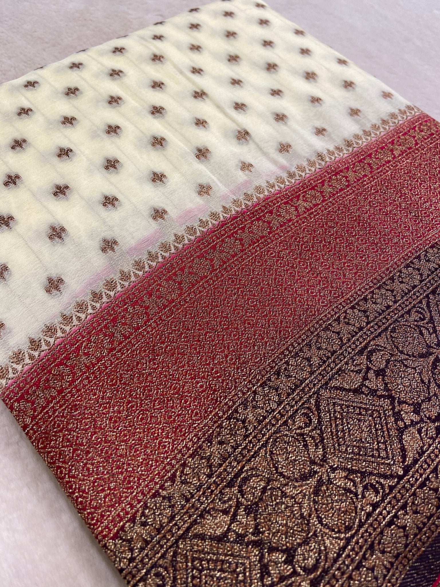 Replica of Pure Banarasi antique zari Georgette - Kanjeevaram Silk Mandir