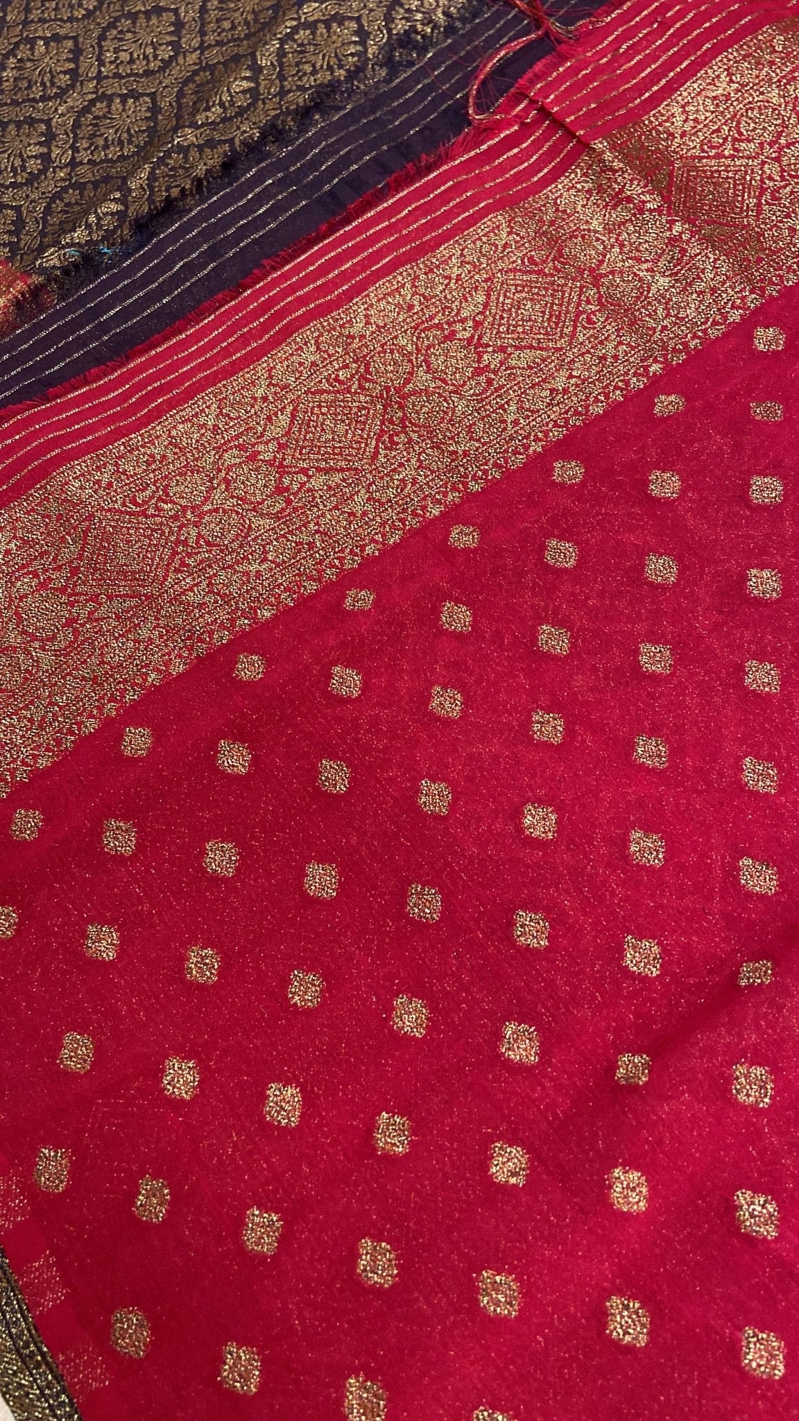 Replica of Pure Banarasi antique zari Georgette - Kanjeevaram Silk Mandir