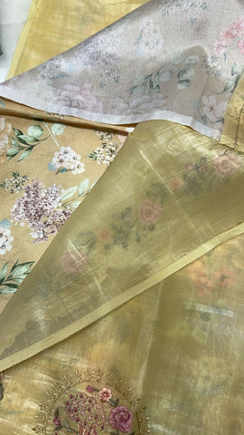 Pure paper crush organza saree