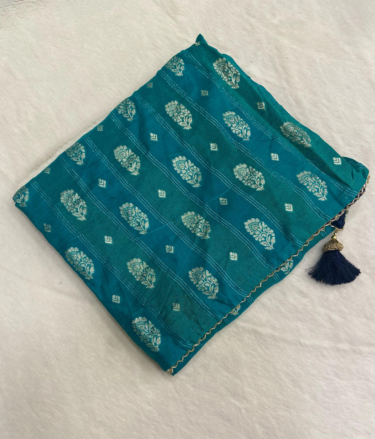 Premium semi Kolkata crepe silk saree with cutdana work