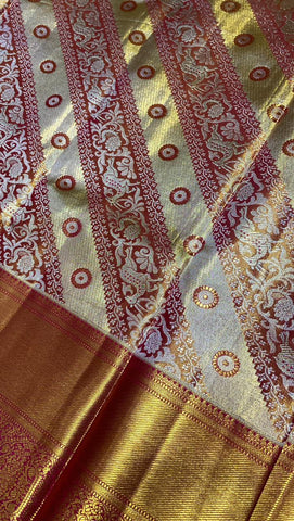 Pure 1G Zari Kanjeevaram silk mark certified saree