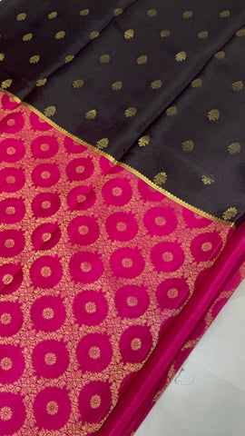 Pure crepe mysore silk saree silk mark certified 120 GSM