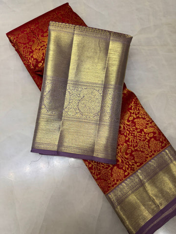 Pure Zari handloom Kanjeevaram silk mark certified saree