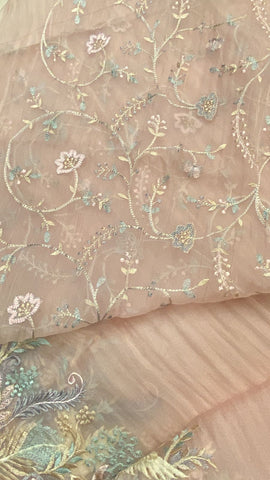 Pure Soft Organza Saree (peach)