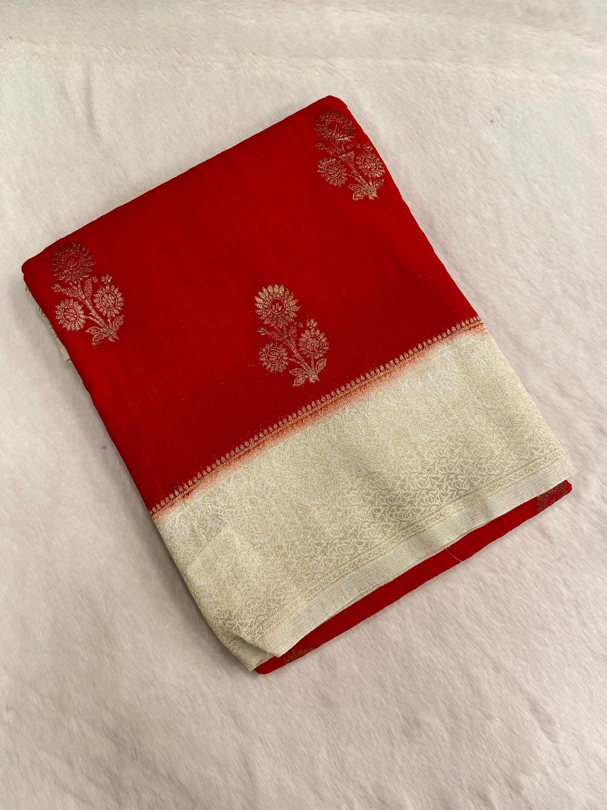 Premium antique zari Soft Georgette Saree