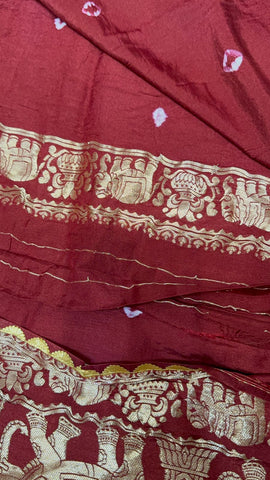 Premium Assam Silk Saree with Bandhani design 🤎