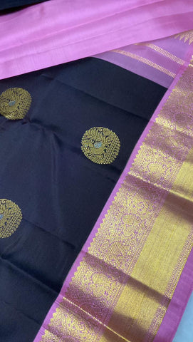 Pure Zari handloom Kanjeevaram silk mark certified saree (Dark coffee brown)