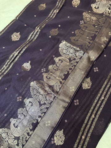 Premium viscose dola silk saree (Deep wine)