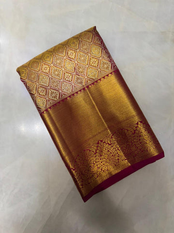 Pure 1G zari handloom Kanjeevaram silk mark certified saree