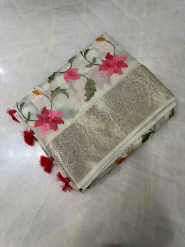 Premium wrinkle crepe silk saree