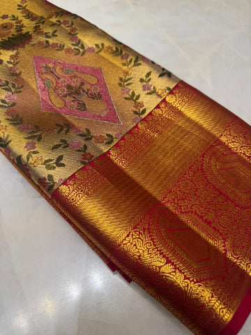 Pure 2G zari handloom Kanjeevaram silk mark certified saree