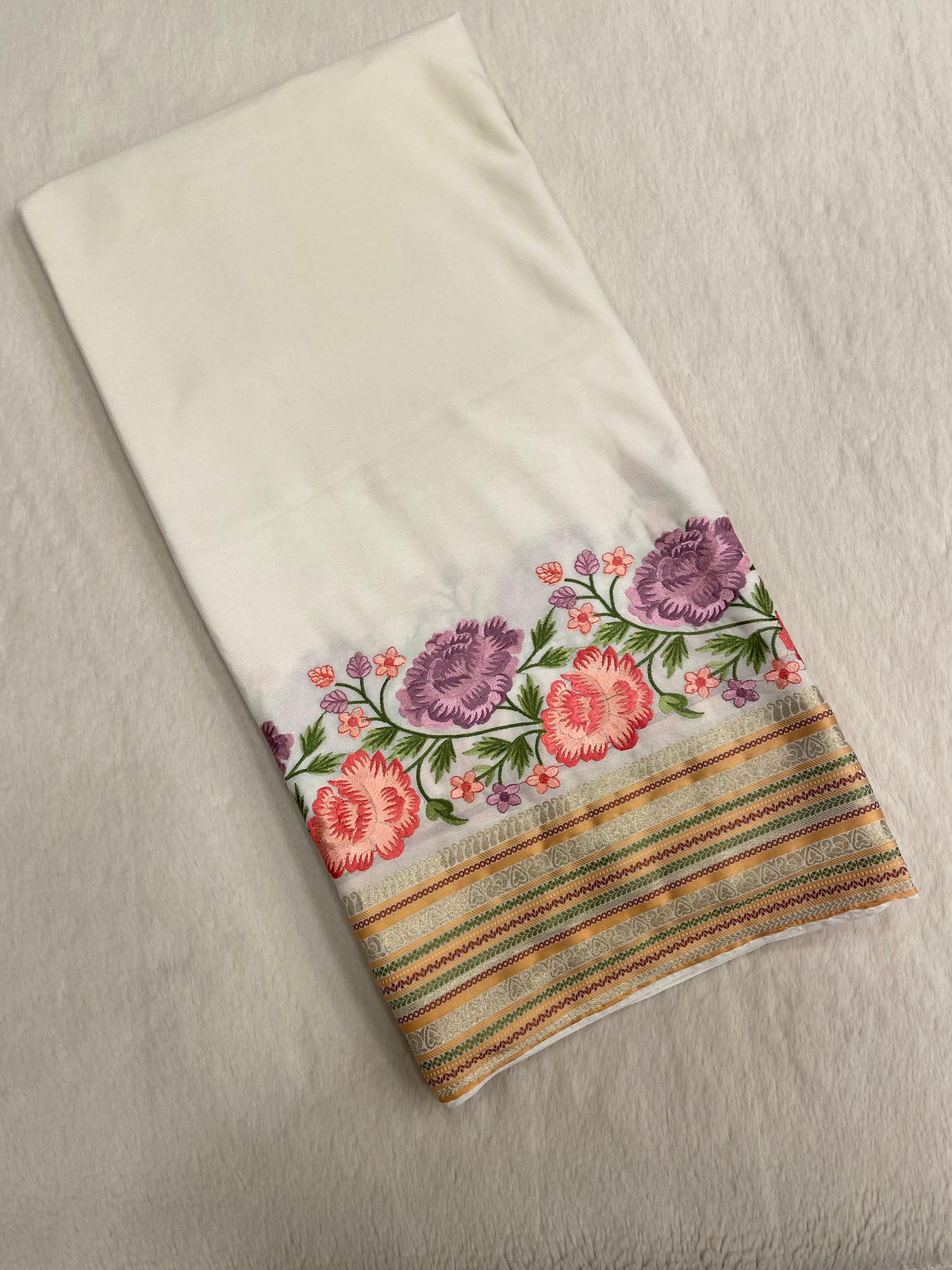 New concept in Premium crepe semi Mysore silk saree with Kashmiri work✨