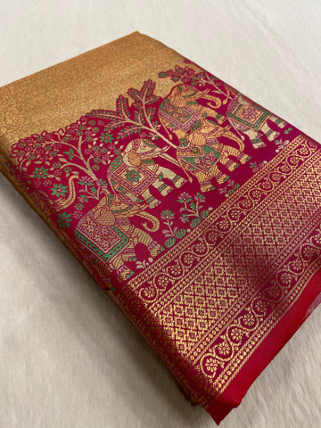 Pure mix bridal tissue semi silk saree