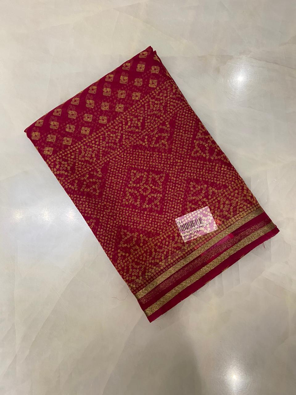 Premium chiffon organza bandej print saree