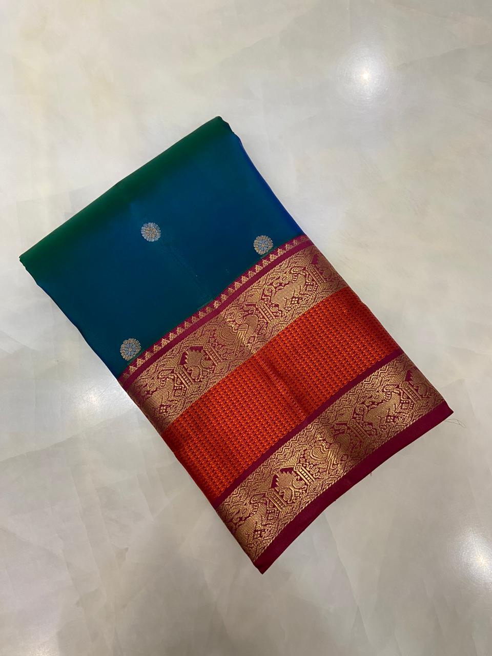 Pure Zari handloom Kanjeevaram silk mark certified saree