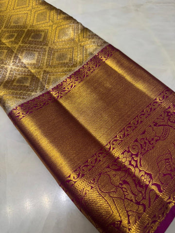 Pure 2G zari handloom Kanjeevaram silk mark certified saree