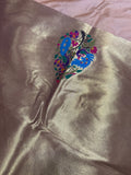 Premium quality semi Paithani silk saree - Biegish pink with reddish pink border