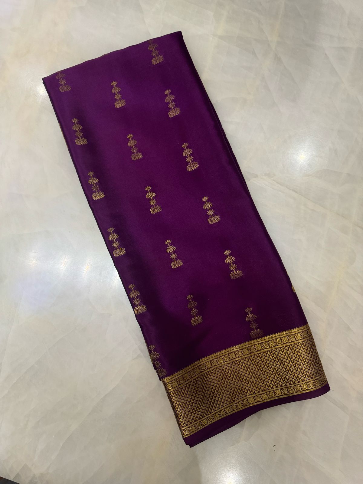 Pure crepe mysore silk saree silk mark certified 120 GSM
