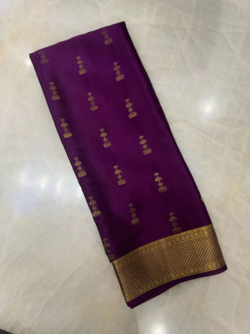 Pure crepe mysore silk saree silk mark certified 120 GSM