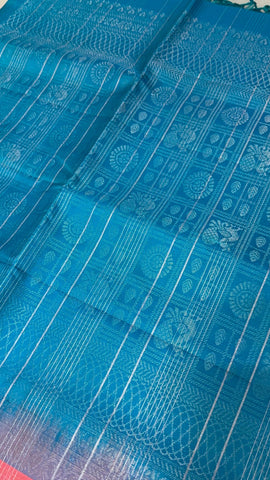 Pure handloom Kanjeevaram soft silk mark certified saree