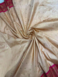 Premium quality semi Paithani silk saree - Biegish pink with reddish pink border