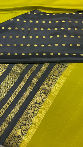 Pure crepe mysore silk saree silk mark certified 120 GSM