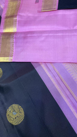 Pure Zari handloom Kanjeevaram silk mark certified saree (Dark coffee brown)