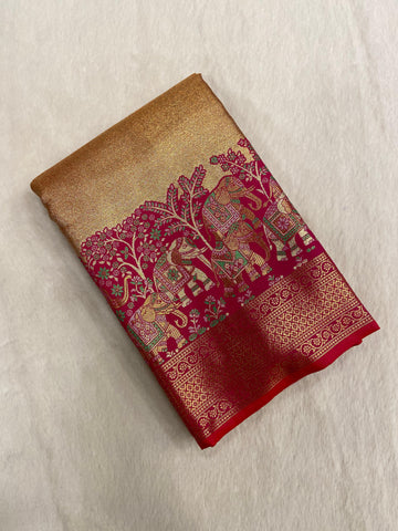 Pure mix bridal tissue semi silk saree