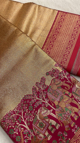 Pure mix bridal tissue semi silk saree