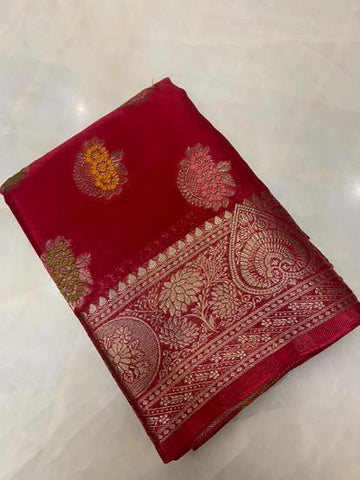 Premium wrinkle crepe silk saree