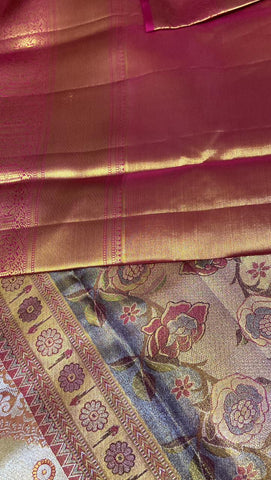 Pure 1G Zari Kanjeevaram silk mark certified saree