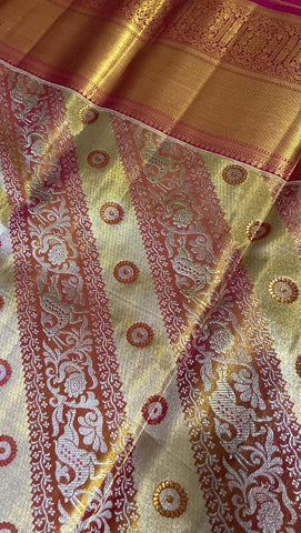 Pure 1G Zari Kanjeevaram silk mark certified saree