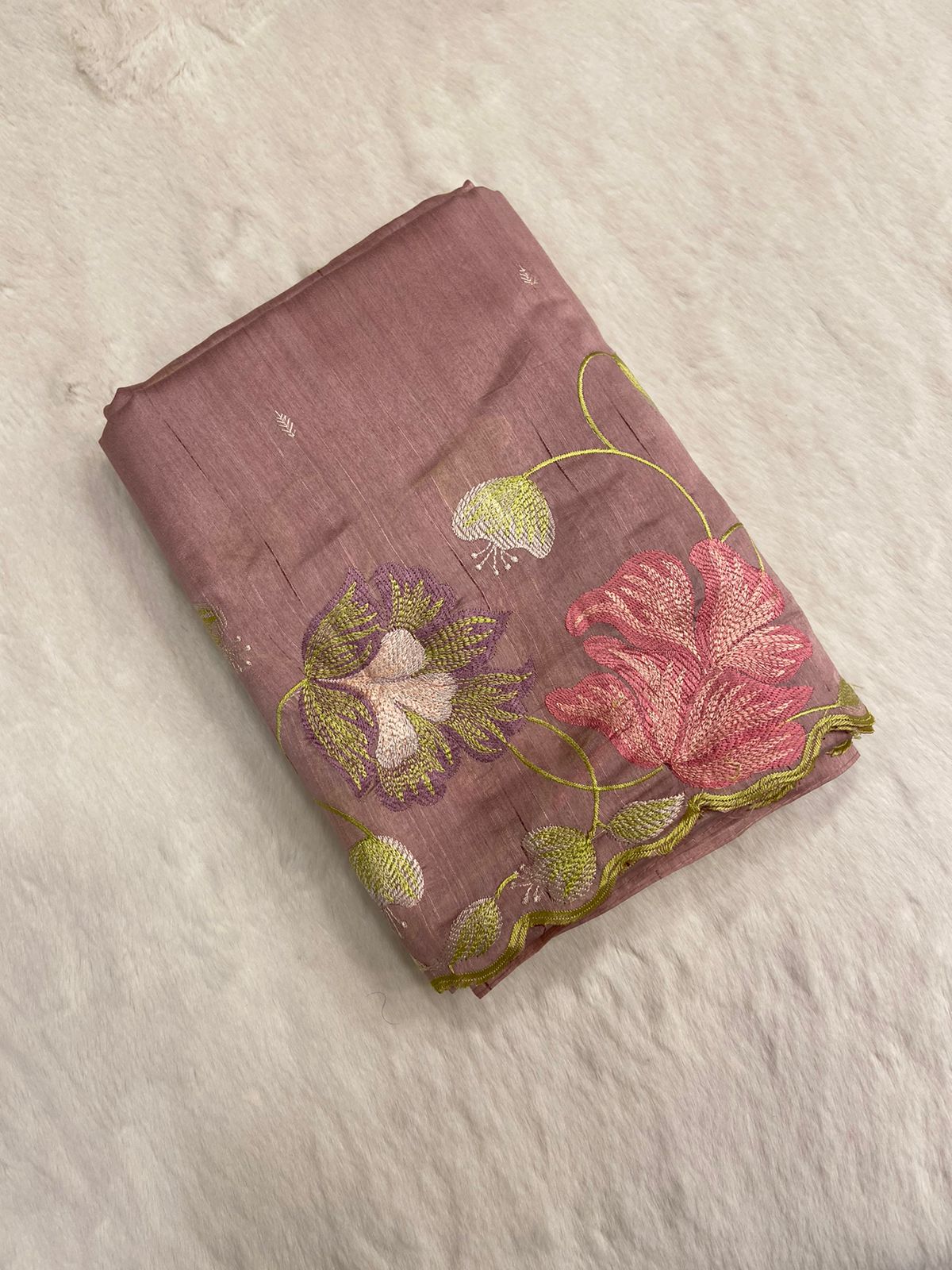 Butter Silk saree with scalloped border