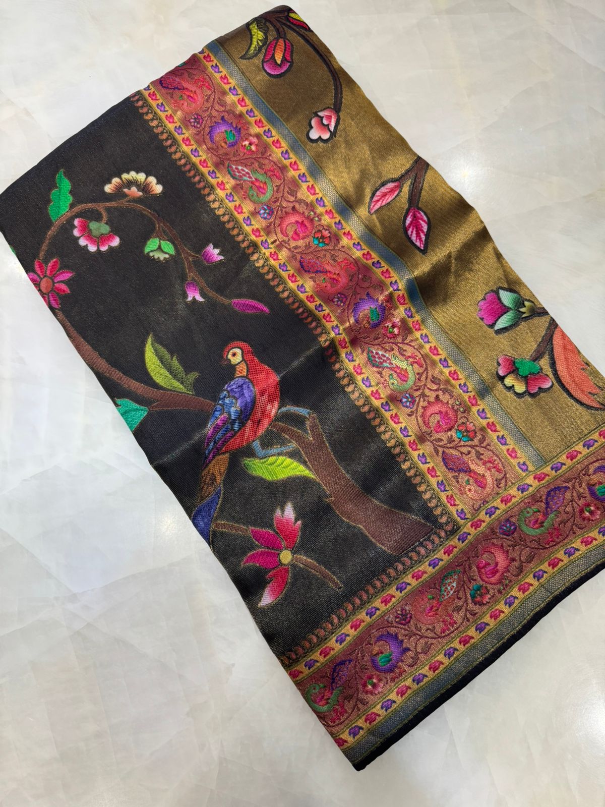 Premium Banarasi handprint tissue saree